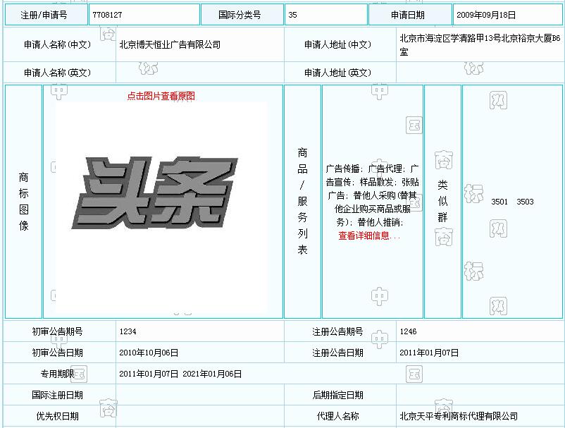 被訴35類商標侵權 今日頭條遭億元索賠