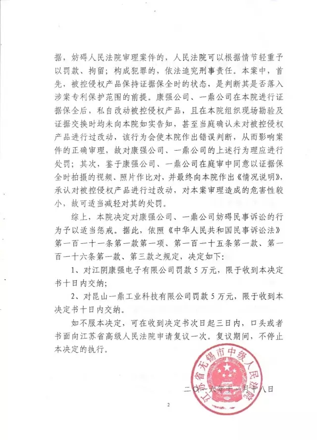 江蘇兩公司在專利侵權案中作偽證， 分別被處罰5萬元