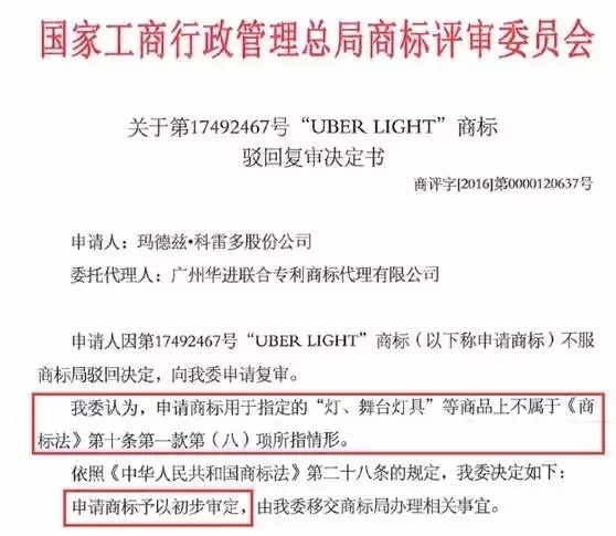 奇葩商標「UBER LIGHT」被翻譯“乳房”險遭駁回無效！