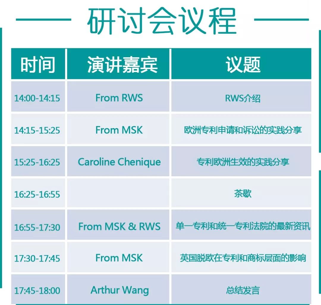 “歐洲醫藥專利研討會”邀請您參加