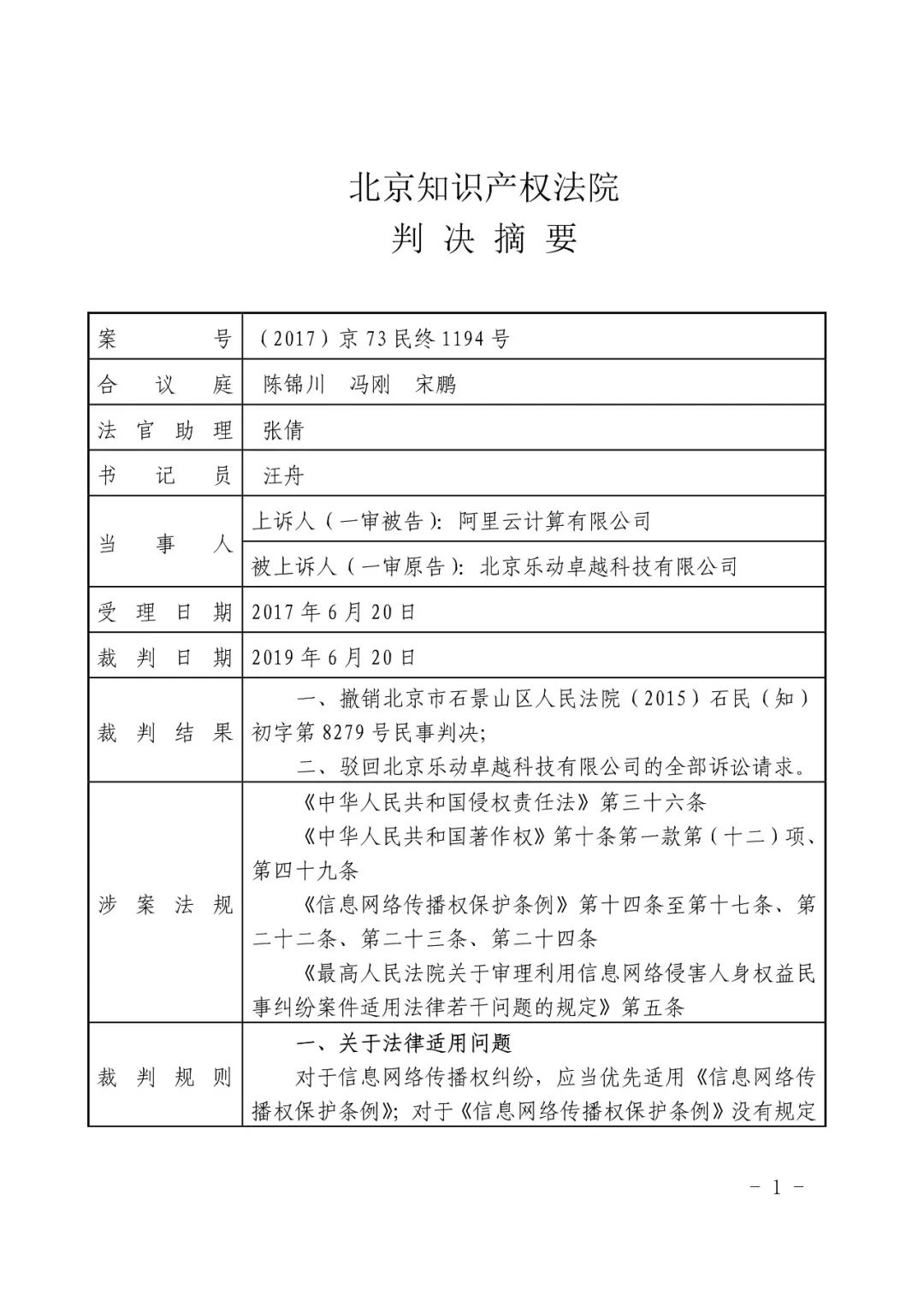 國內首例云服務器存儲侵權案改判（附：判決書）