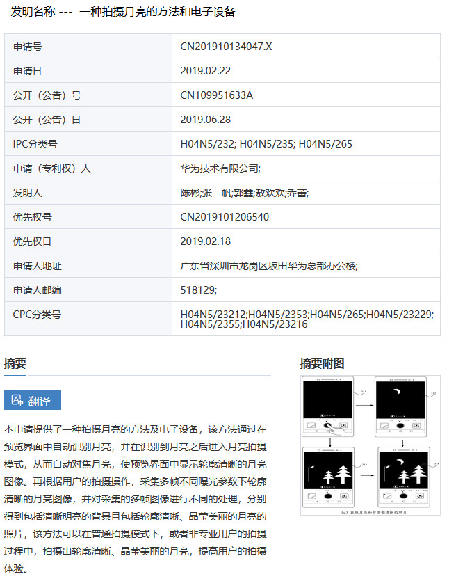 華為“拍月亮”已申請專利！一種拍攝月亮的方法和電子設備（附原理介紹）