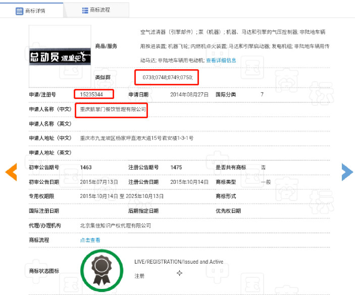 80元起拍5.608萬成交！買家爭搶重慶鵝掌門餐飲商標