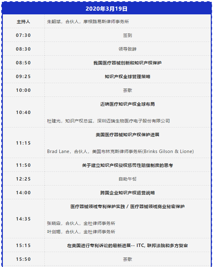 活動預告！中國醫療器械知識產權峰會將于2020年3月19-20日隆重舉行！