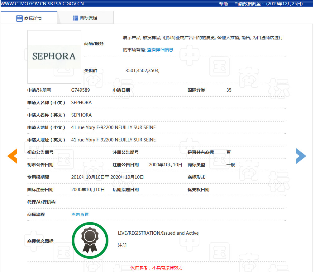 美妝巨頭絲芙蘭被東莞某公司搶注商標了？