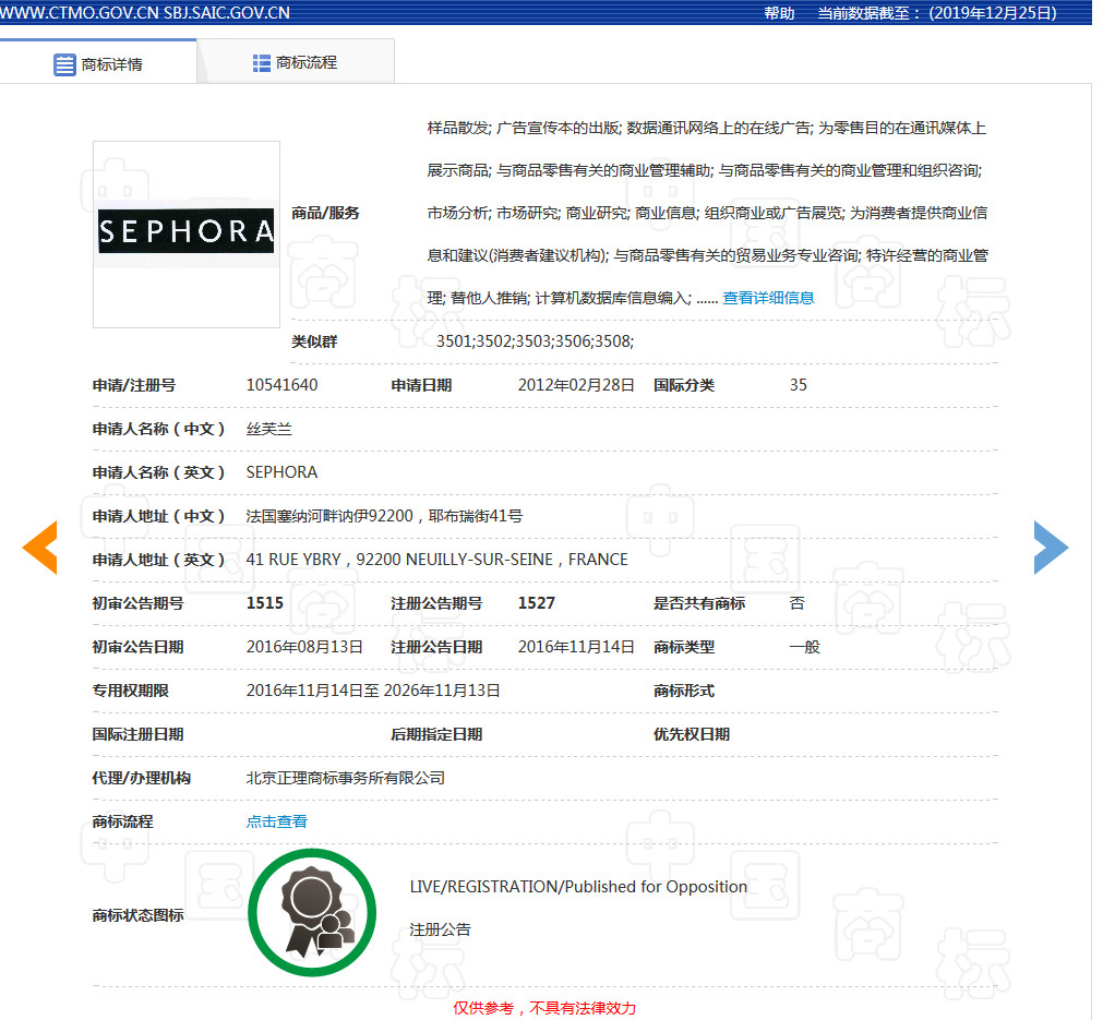 美妝巨頭絲芙蘭被東莞某公司搶注商標了？