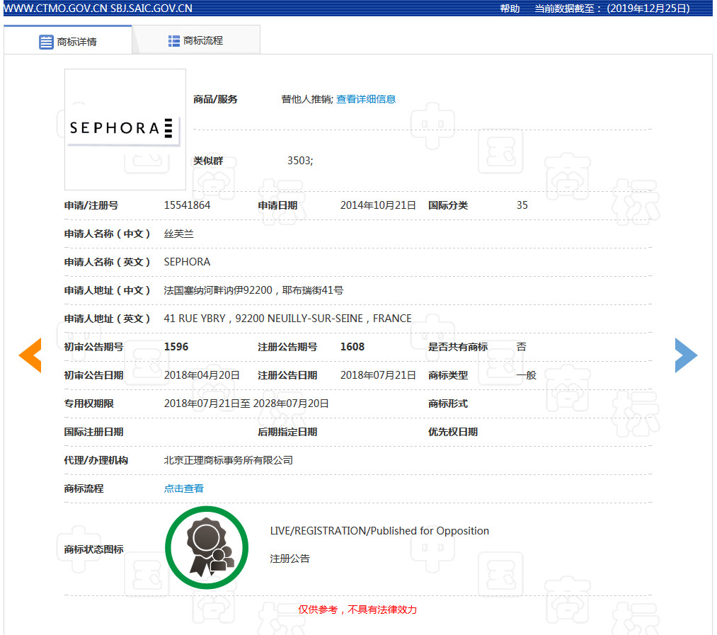 美妝巨頭絲芙蘭被東莞某公司搶注商標了？