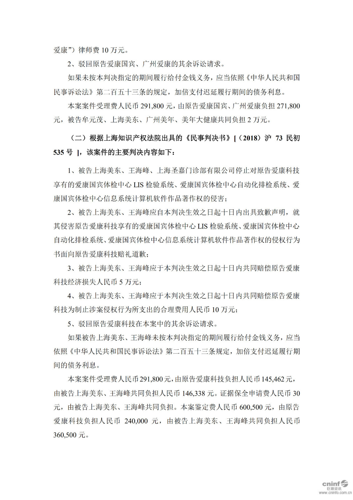 美年健康與愛康國賓商業秘密、計算機軟件著作權案一審宣判