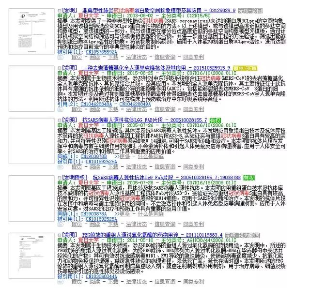 復旦大學、廈門大學、浙江大學、中山大學關于冠狀病毒專利情況