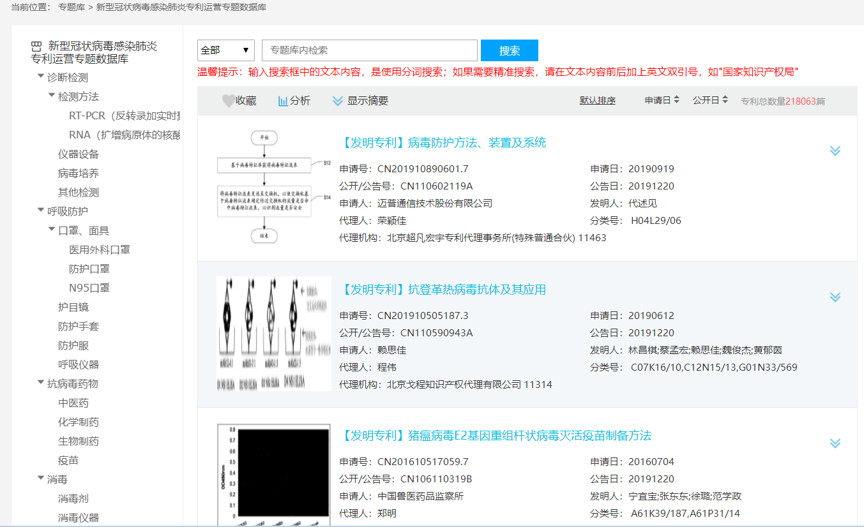 剛剛！抗擊新冠病毒感染肺炎專利運營專題數據庫正式上線