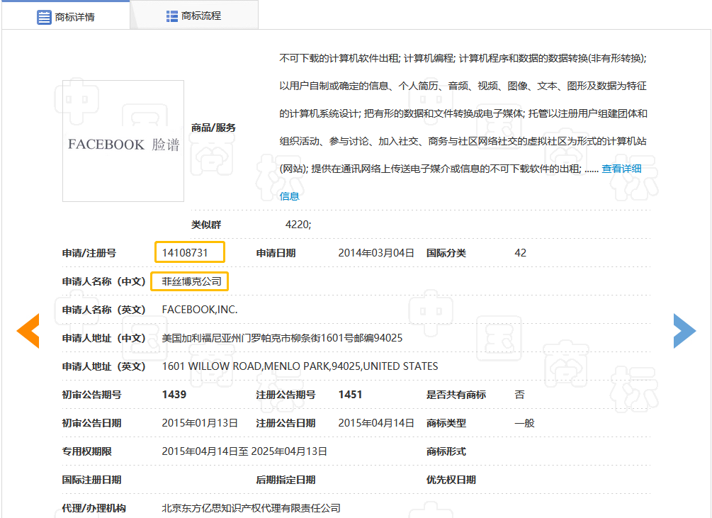 全球性社交網站“Facebook”的商標被中國人無效了？