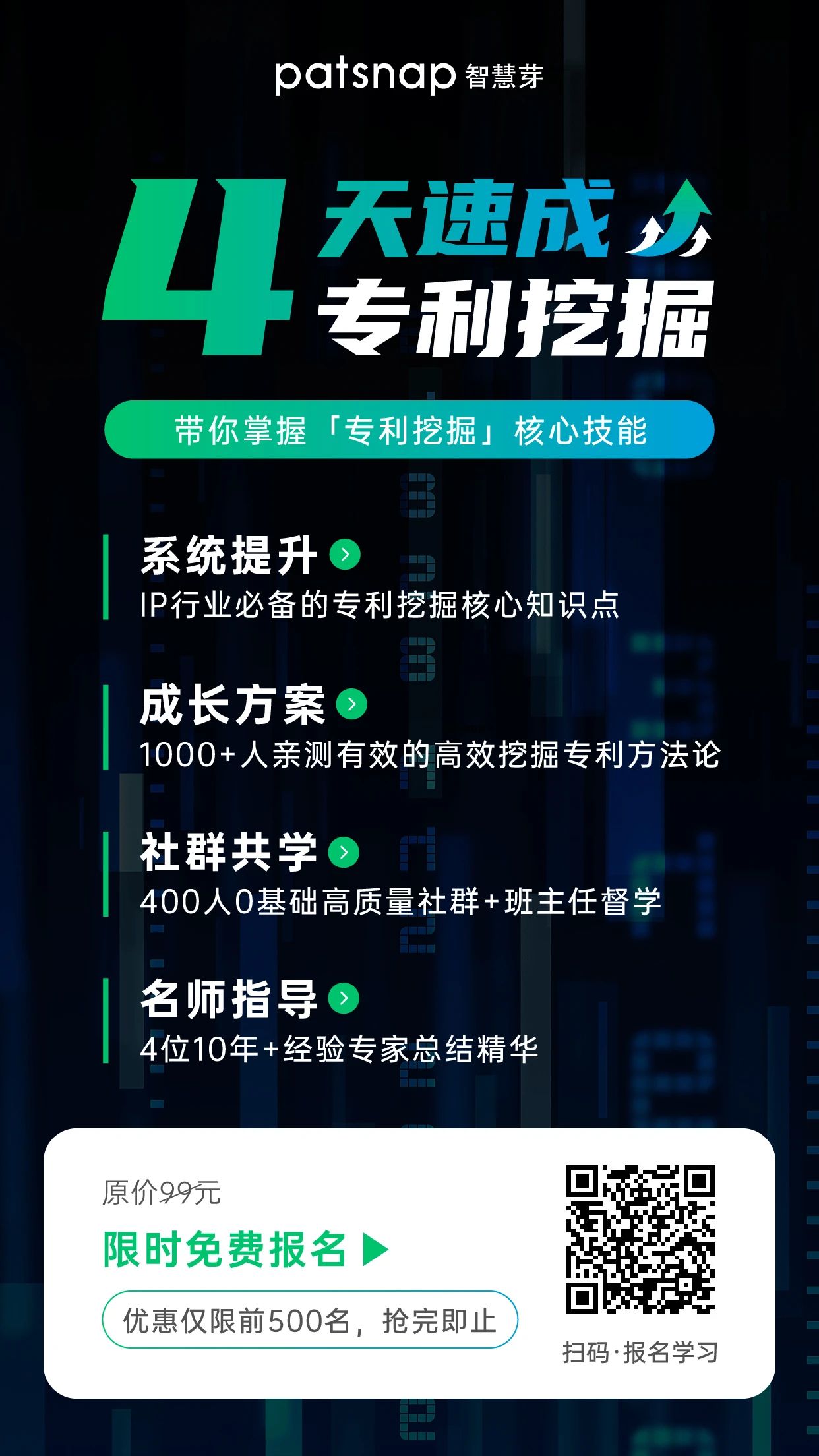 從入門到精通 | 4天速成“專利挖掘”，1000+學員好評！
