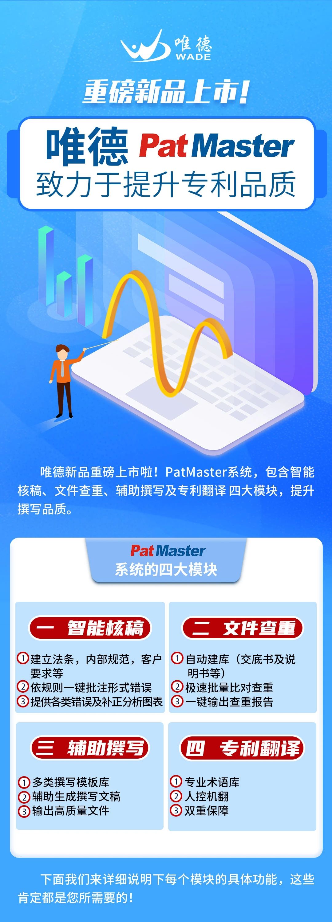 唯德新品上市！PatMaster致力于提升專利品質