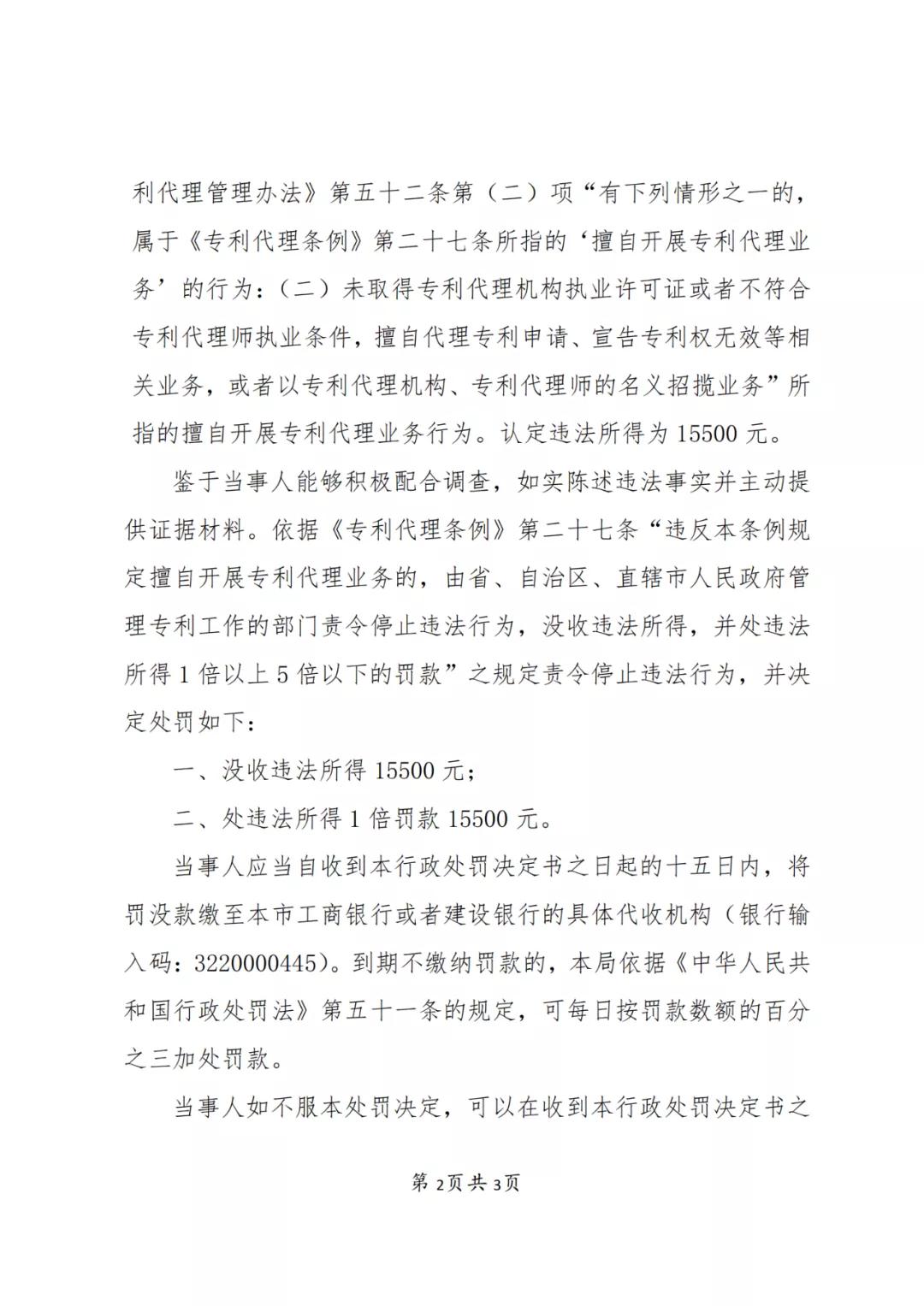 個人因擅自代理28件專利申請等業務，被罰15500 元！