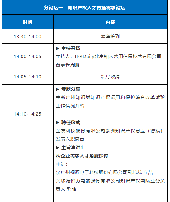 倒計時1天！粵港澳大灣區知識產權人才發展大會全天議程公開