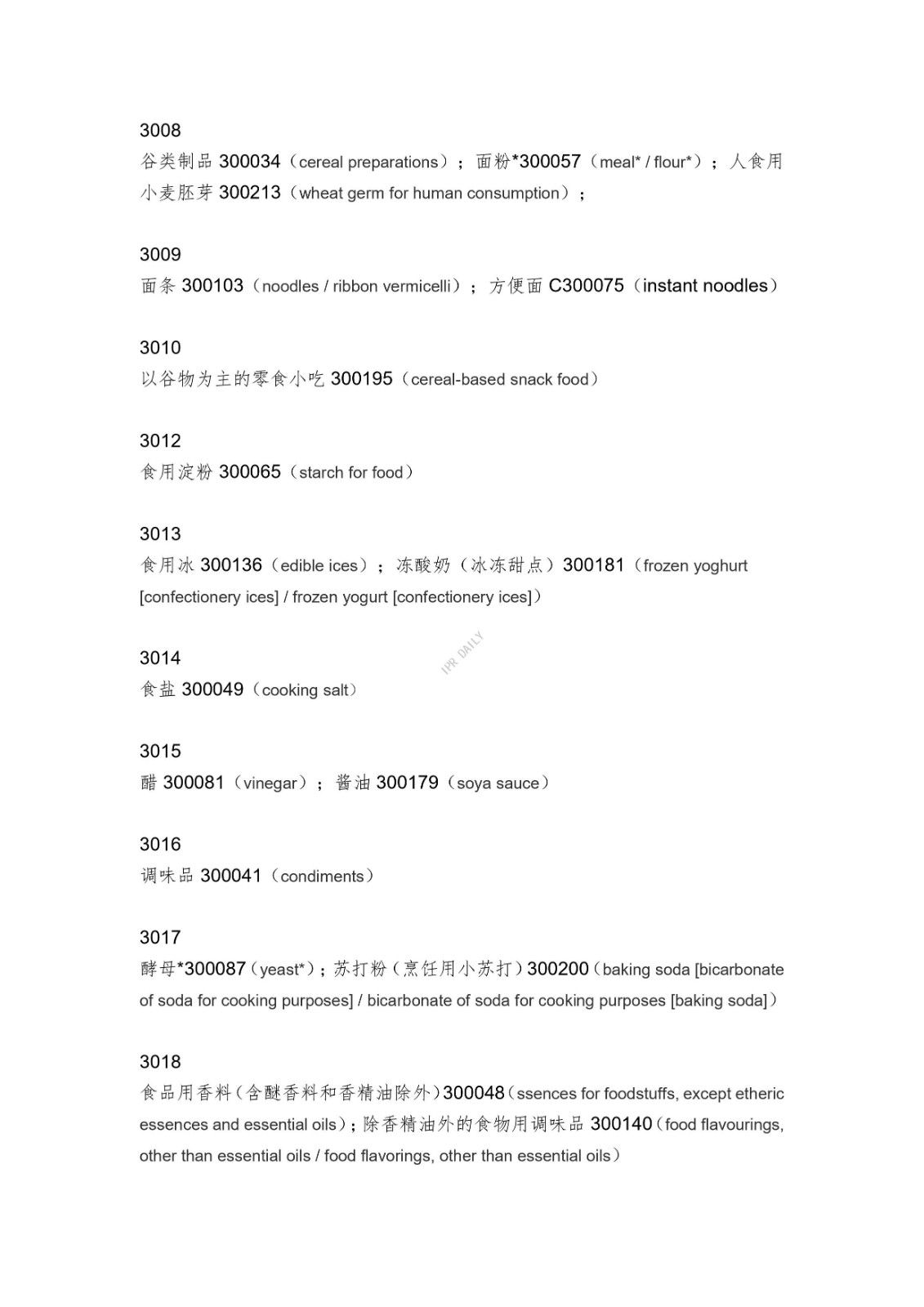 《類似商品和服務區分表》的重點項目及其英文翻譯