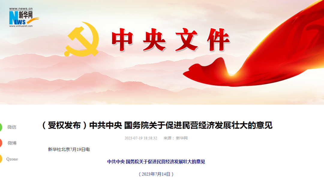 《中共中央 國務院關于促進民營經濟發展壯大的意見》：持續完善知識產權保護體系