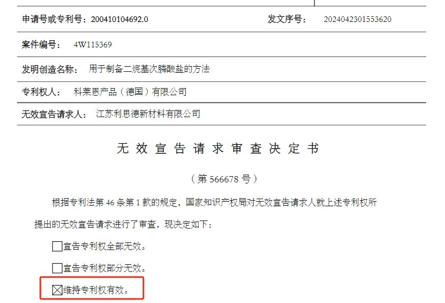 卷土重來！江蘇一企業再度被全球領先化工公司起訴專利侵權