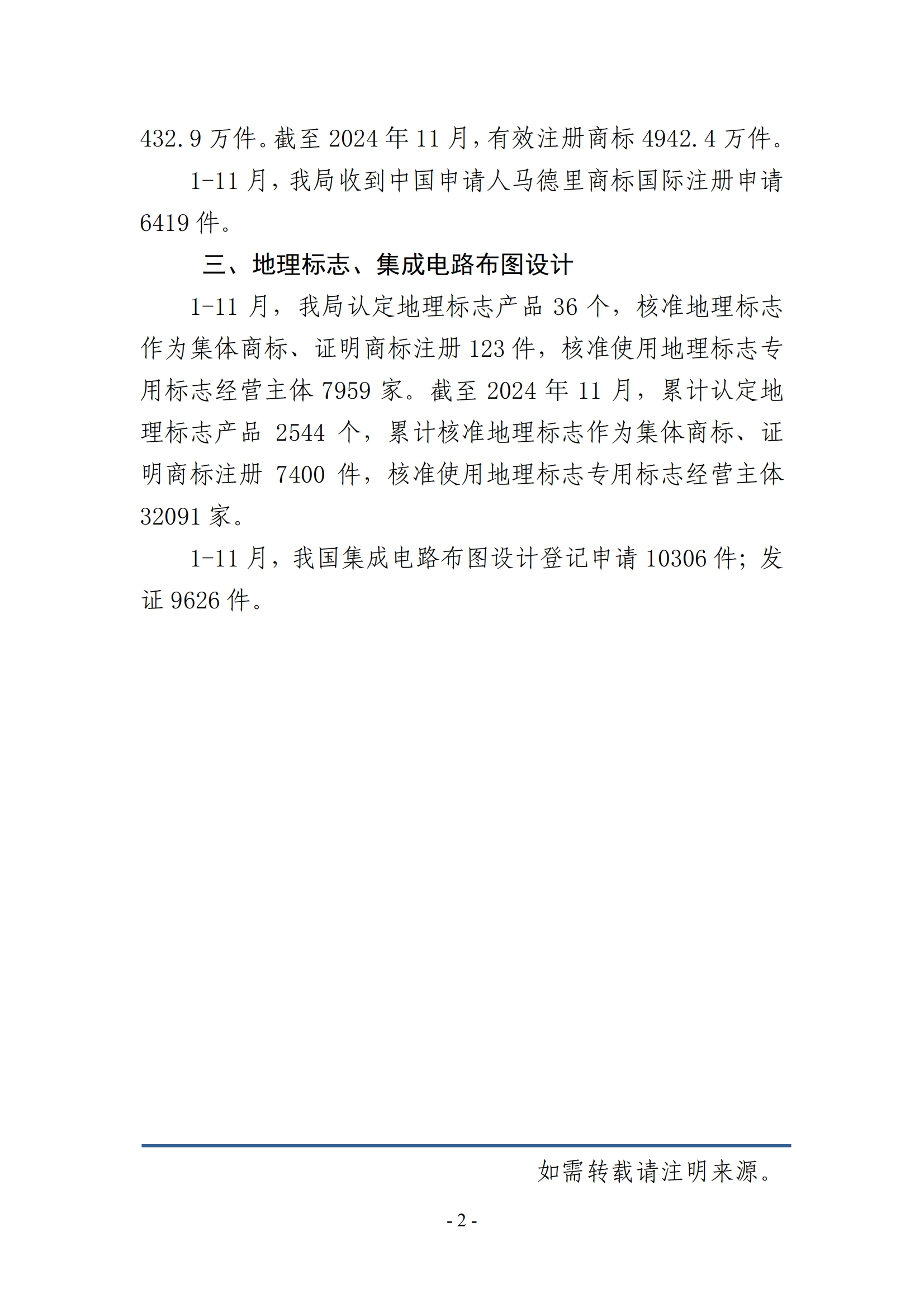 2024年1-11月專利、商標、地理標志等知識產權主要統計數據 | 附數據詳情