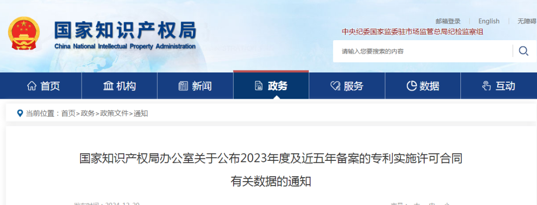 國知局：2023年度及近五年備案的專利實施許可合同有關數據公布！