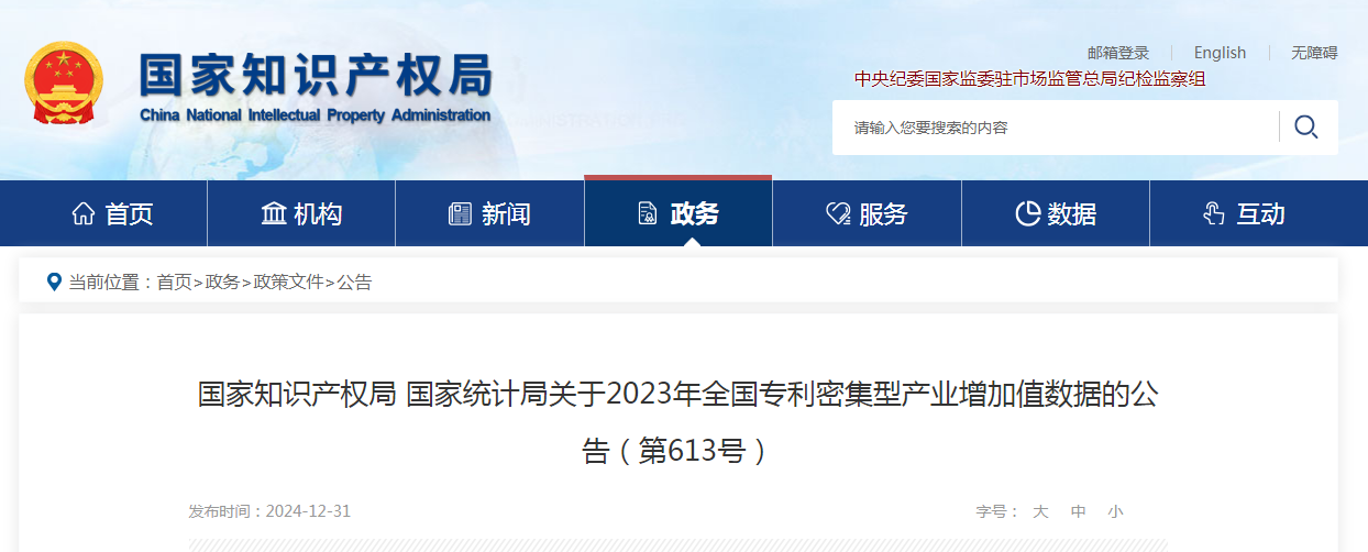 168713億元！2023年全國專利密集型產業增加值統計數據出爐